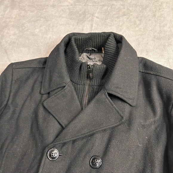 Kenneth Cole Peacoat Mens Extra Large Black Legacy Wool Removable Rib Knit Bib - Picture 3 of 9